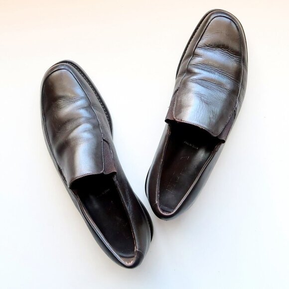 Prada Brown Leather Moc Toe Loafers Slip-on Shoes Size 9 - Picture 16 of 16